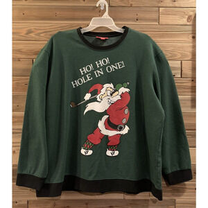 HOLIDAY FUN FLEECE Ho! Ho! Hole in One Santa Christmas Sweatshirt Men's Size 3XB
